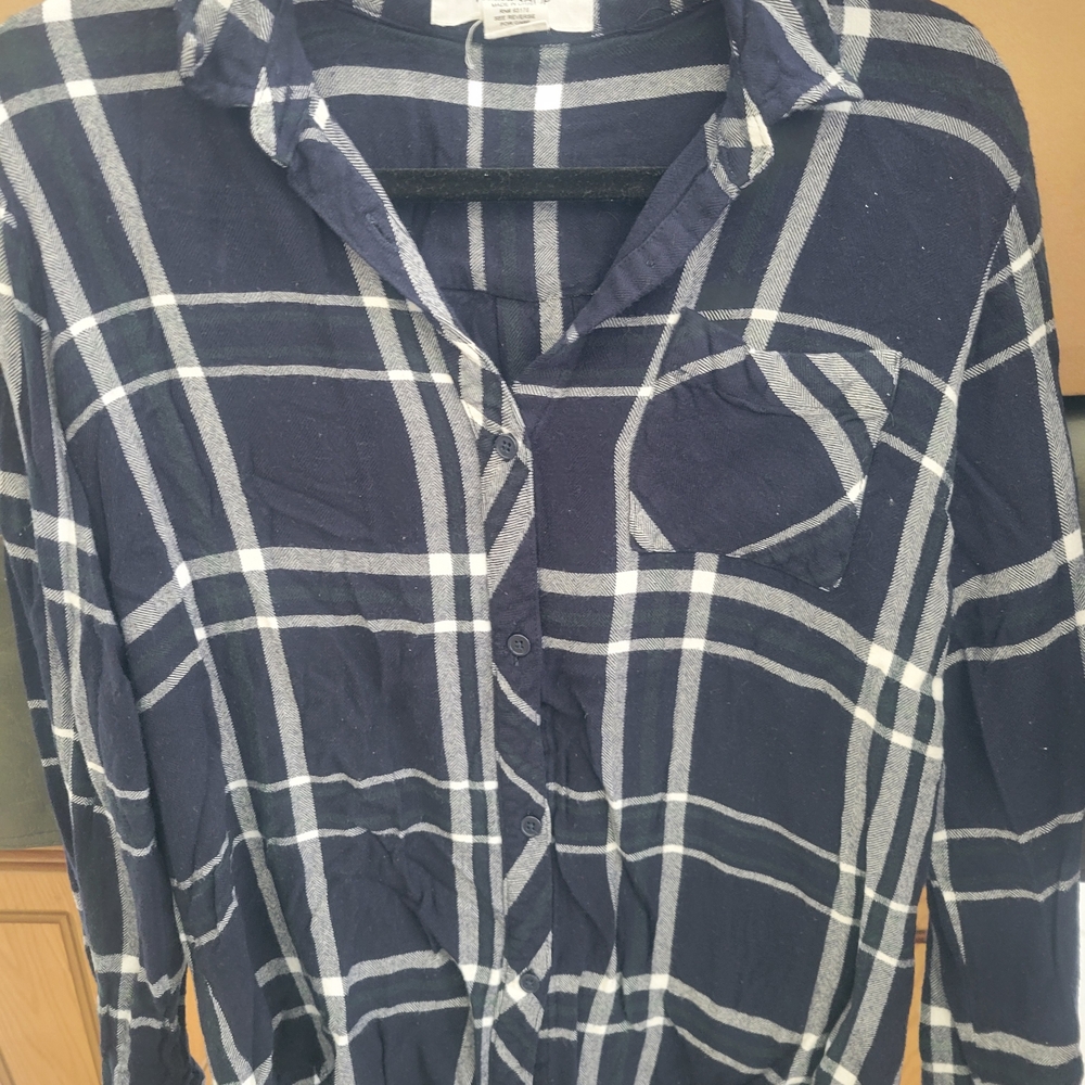 Workshop Republic Clothing Dark Blue Plaid Button Down Shirt
